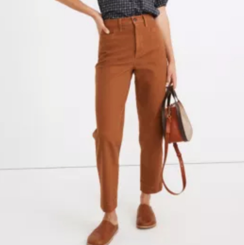 Madewell Slim Emmett Tapered Pants in Warm Coffee